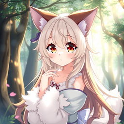 A charming anime-style waifu depicted as a furry character, with soft, fluffy fur and vibrant, expressive eyes