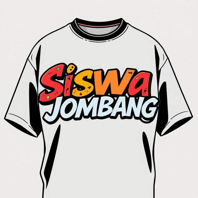 A t-shirt design featuring the phrase "Siswa Jombang" in a stylish, bold font across the chest