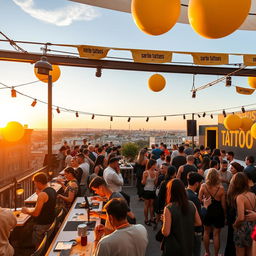 A vibrant rooftop event in Barcelona with about 400 attendees