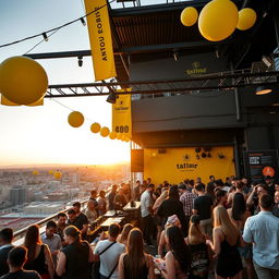 A vibrant rooftop event in Barcelona with about 400 attendees