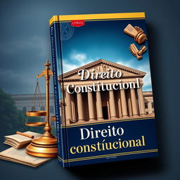 A detailed and visually appealing book cover design for a constitutional law textbook