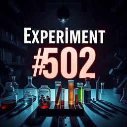 A book cover for a novel titled 'Experiment #502'