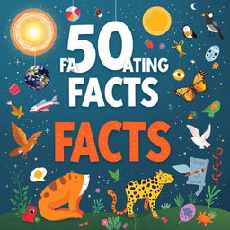 An intriguing collection of 50 fascinating facts presented in a visually engaging format, with each fact accompanied by an imaginative and representative illustration