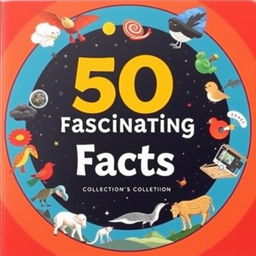 An intriguing collection of 50 fascinating facts presented in a visually engaging format, with each fact accompanied by an imaginative and representative illustration