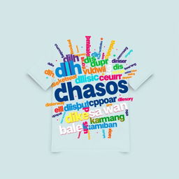 A short sleeve chaos design featuring various words like 'dlh', 'dpupr', 'disbudpar', 'dikeswan', and 'balekambang', all creatively arranged in a visually appealing manner