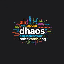 A short sleeve chaos design featuring various words like 'dlh', 'dpupr', 'disbudpar', 'dikeswan', and 'balekambang', all creatively arranged in a visually appealing manner