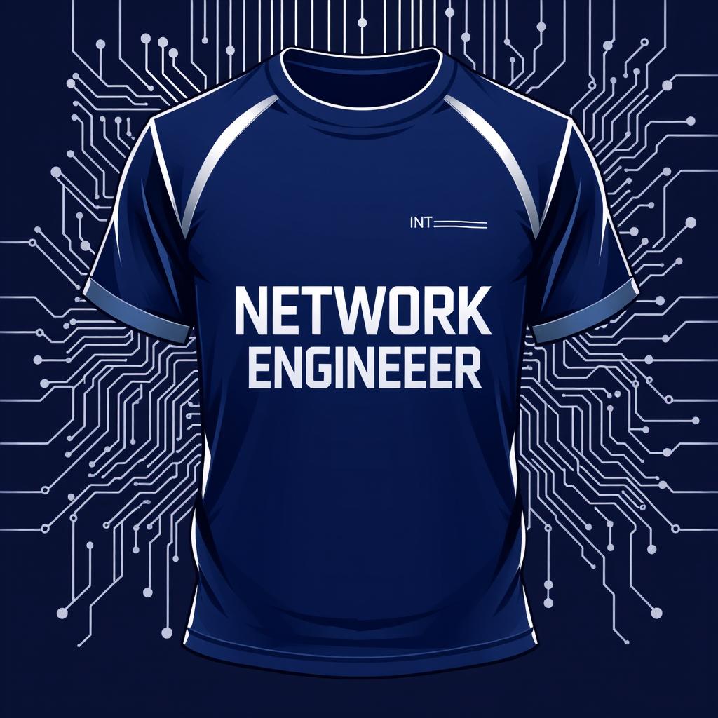 T-shirt design for a NETWORK ENGINEER intern, featuring a modern and sleek look