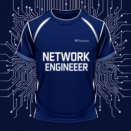 T-shirt design for a NETWORK ENGINEER intern, featuring a modern and sleek look