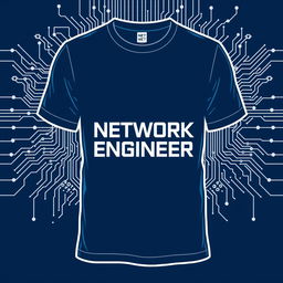 T-shirt design for a NETWORK ENGINEER intern, featuring a modern and sleek look