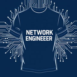 T-shirt design for a NETWORK ENGINEER intern, featuring a modern and sleek look