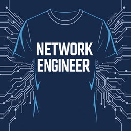 T-shirt design for a NETWORK ENGINEER intern, featuring a modern and sleek look