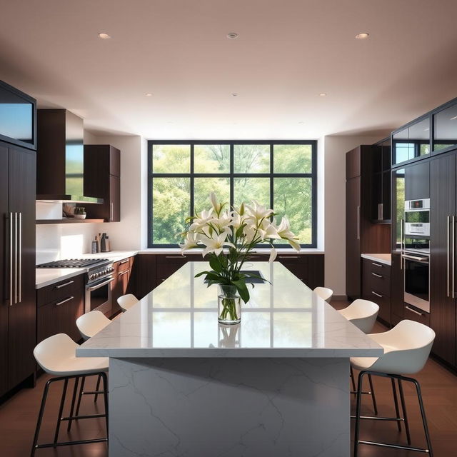 A modern kitchen with sleek, minimalist design