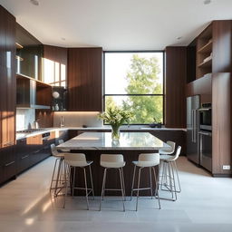 A modern kitchen with sleek, minimalist design