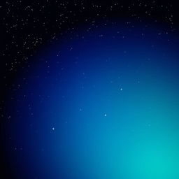 A PC wallpaper of a space landscape in pixel art style, featuring a backdrop of deep black colors with blue and green gradients