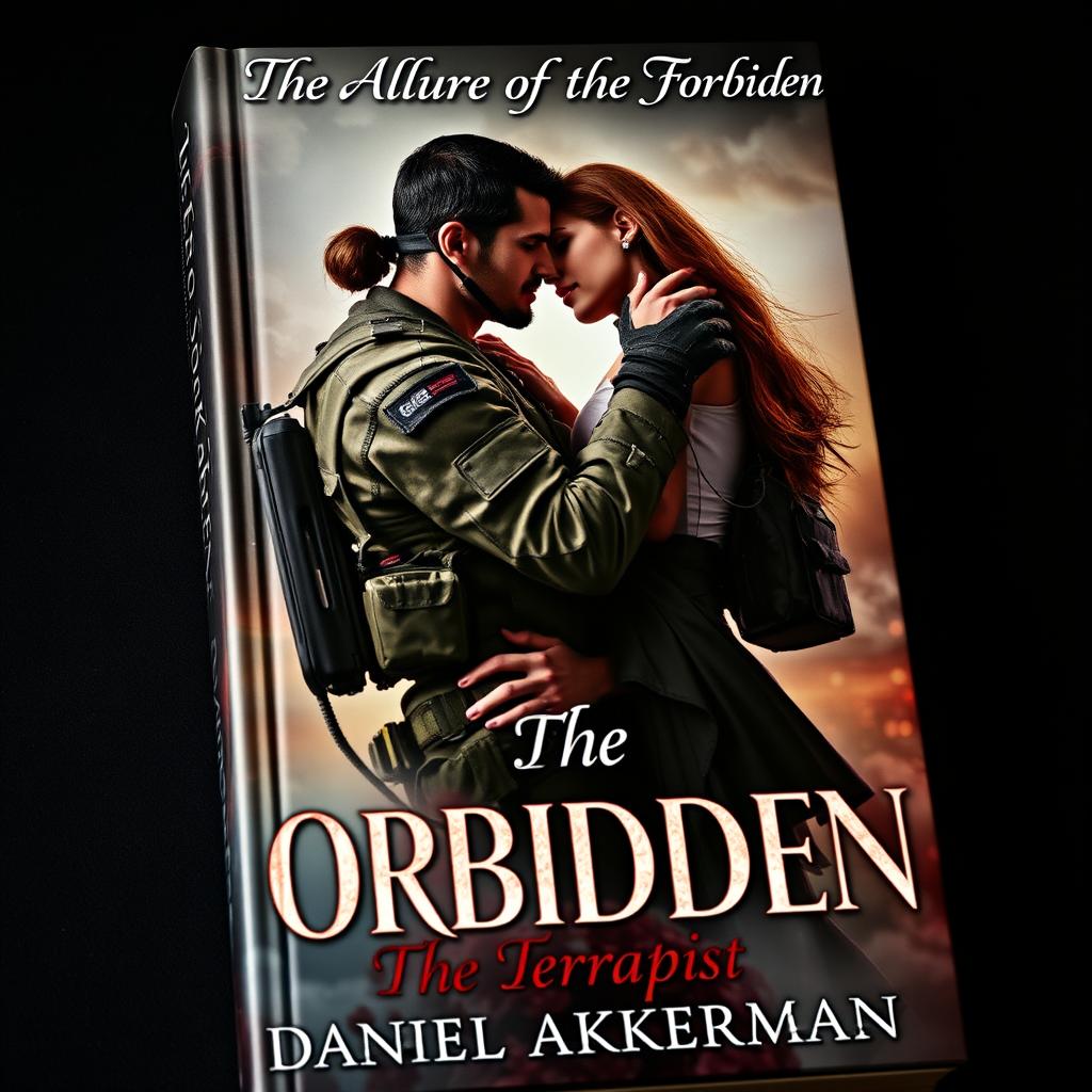 A captivating book cover featuring two realistic figures locked in a passionate embrace