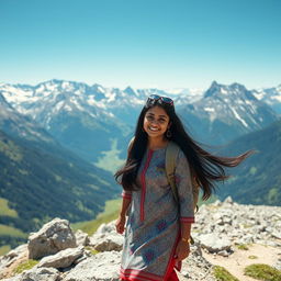 An adventurous Indian girl exploring the breathtaking Alps