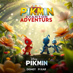 A Disney Pixar style movie poster featuring characters from Pikmin