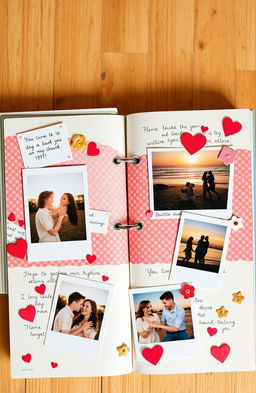 A heartfelt and creative scrapbook design featuring a young couple in love