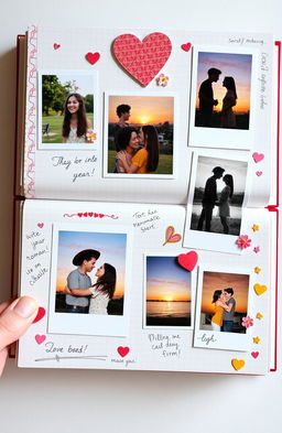 A heartfelt and creative scrapbook design featuring a young couple in love