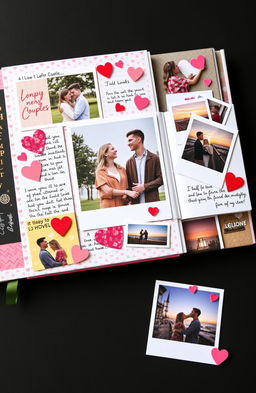 A heartfelt and creative scrapbook design featuring a young couple in love