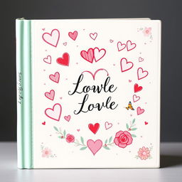 Design a charming and romantic book cover for a scrapbook dedicated to a young couple in love