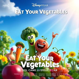 A Disney Pixar style movie poster titled "Eat Your Vegetables: My Soul Came Out Like a Roar!"