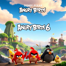 A Disney Pixar movie poster titled "Angry Birds 6"