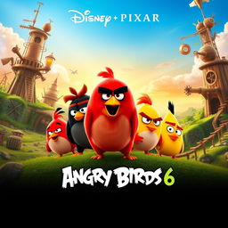 A Disney Pixar movie poster titled "Angry Birds 6"