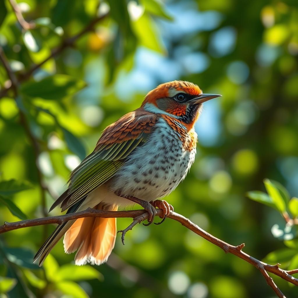 An exquisite bird captured in stunning 8k detail, showcasing the intricate patterns and vibrant colors of its feathers