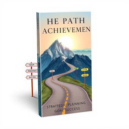 A beautifully detailed book cover design for a self-help book titled "The Path to Achievement: Strategic Planning for Goal Success"