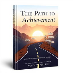 A beautifully detailed book cover design for a self-help book titled "The Path to Achievement: Strategic Planning for Goal Success"