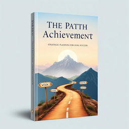 A beautifully detailed book cover design for a self-help book titled "The Path to Achievement: Strategic Planning for Goal Success"