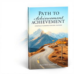 A beautifully detailed book cover design for a self-help book titled "The Path to Achievement: Strategic Planning for Goal Success"