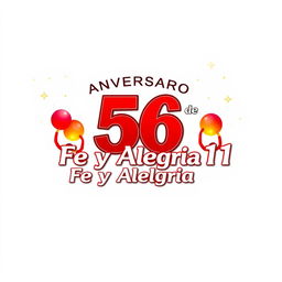 Un increíble póster horizontal en español para conmemorar el 56º aniversario de "Fe y Alegría 11", con un llamativo fondo rojo y blanco