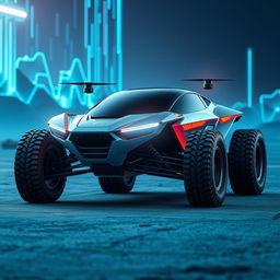 A super futuristic off-road car with sleek, aerodynamic lines and an innovative design