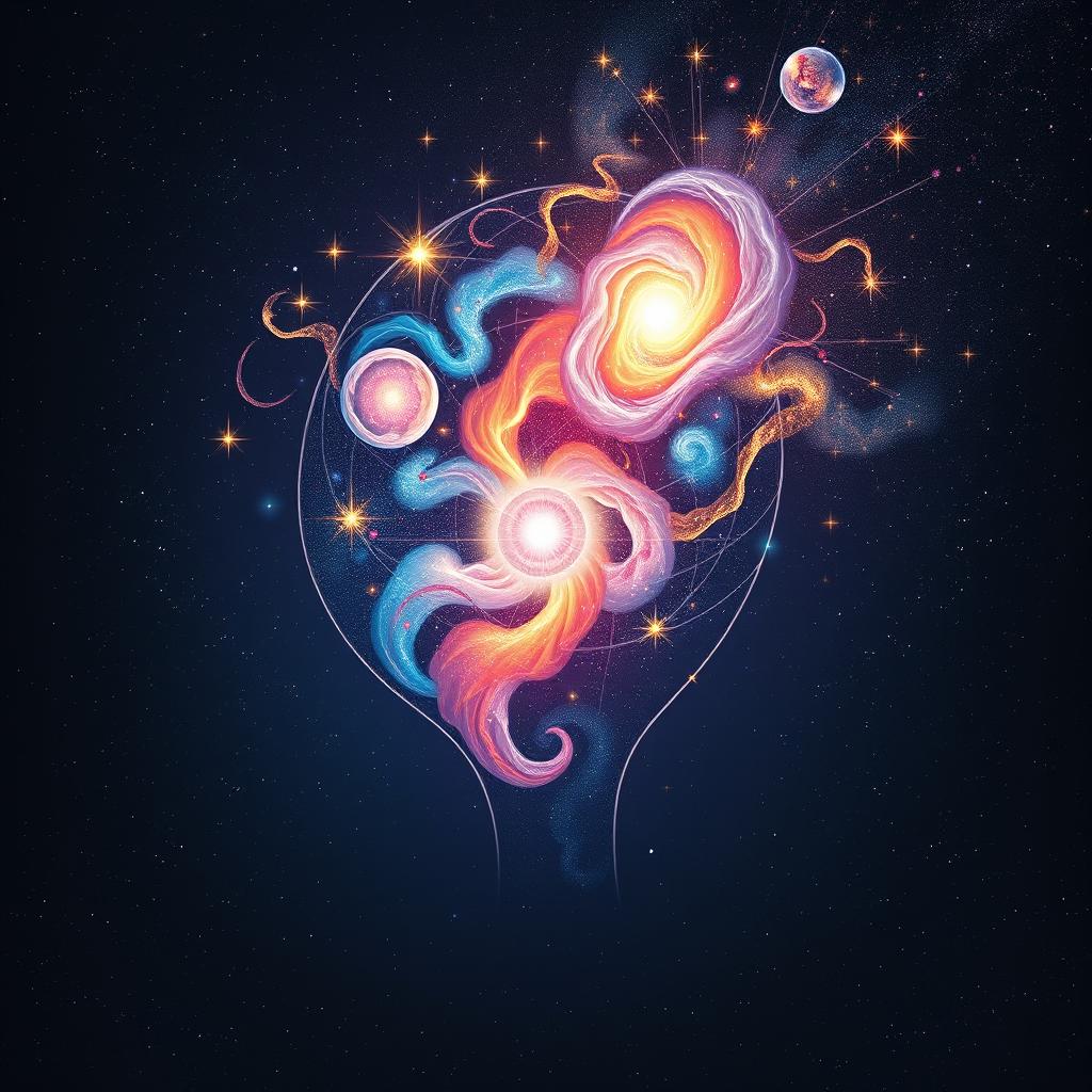 A conceptual illustration of the power of the human mind, featuring a silhouette of a human head with a vibrant universe exploding from it