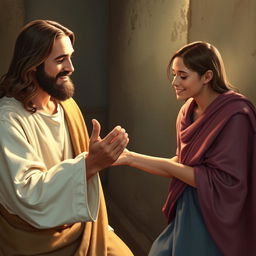 Jesus Christ extending His hand to comfort a person in need, a scene filled with compassion and love