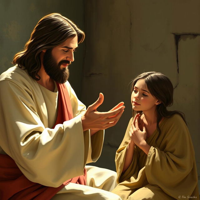 Jesus Christ extending His hand to comfort a person in need, a scene filled with compassion and love