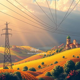 A breathtaking illustration capturing the essence of a Portuguese company specializing in high and ultra-high voltage transmission lines operating in Germany