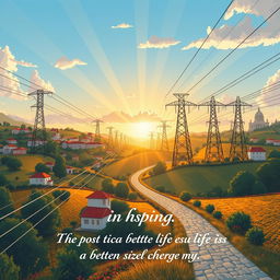 A breathtaking illustration capturing the essence of a Portuguese company specializing in high and ultra-high voltage transmission lines operating in Germany