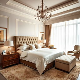 A beautifully decorated bedroom with elegant and luxurious furnishings