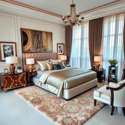 A beautifully decorated bedroom with elegant and luxurious furnishings