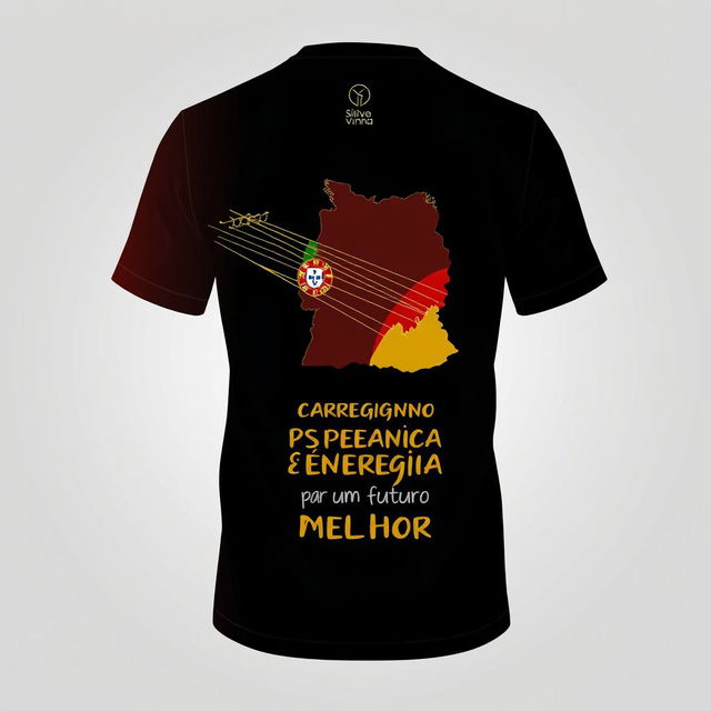 A captivating T-shirt design for the company "Silva e Vinha", showcasing the connection between Portugal and Germany in the high and ultra-high voltage transmission industry