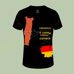 A captivating T-shirt design for the company "Silva e Vinha", showcasing the connection between Portugal and Germany in the high and ultra-high voltage transmission industry