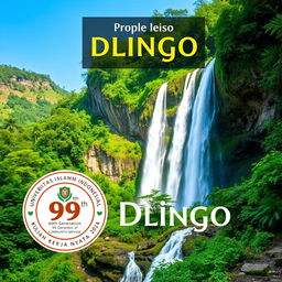 A vibrant and picturesque profile cover for the village of Dlingo featuring the breathtaking Lepo Waterfall