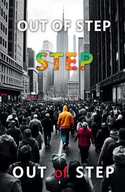 A dynamic and captivating book cover for the title 'Out of Step'