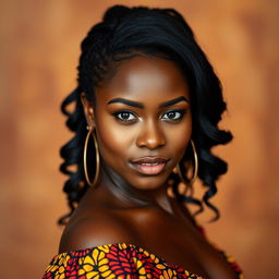 A captivating portrait of an attractive and confident African woman with a shapely figure