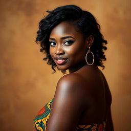 A captivating portrait of an attractive and confident African woman with a shapely figure