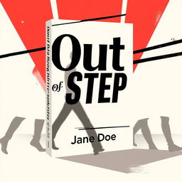 A stylish and eye-catching book cover design for a novel titled "Out of Step