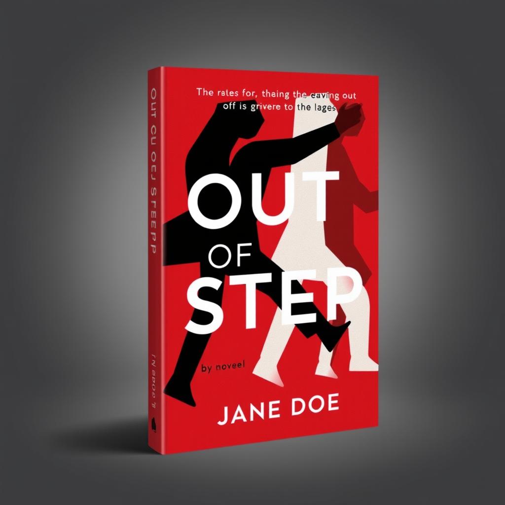 A stylish and eye-catching book cover design for a novel titled "Out of Step